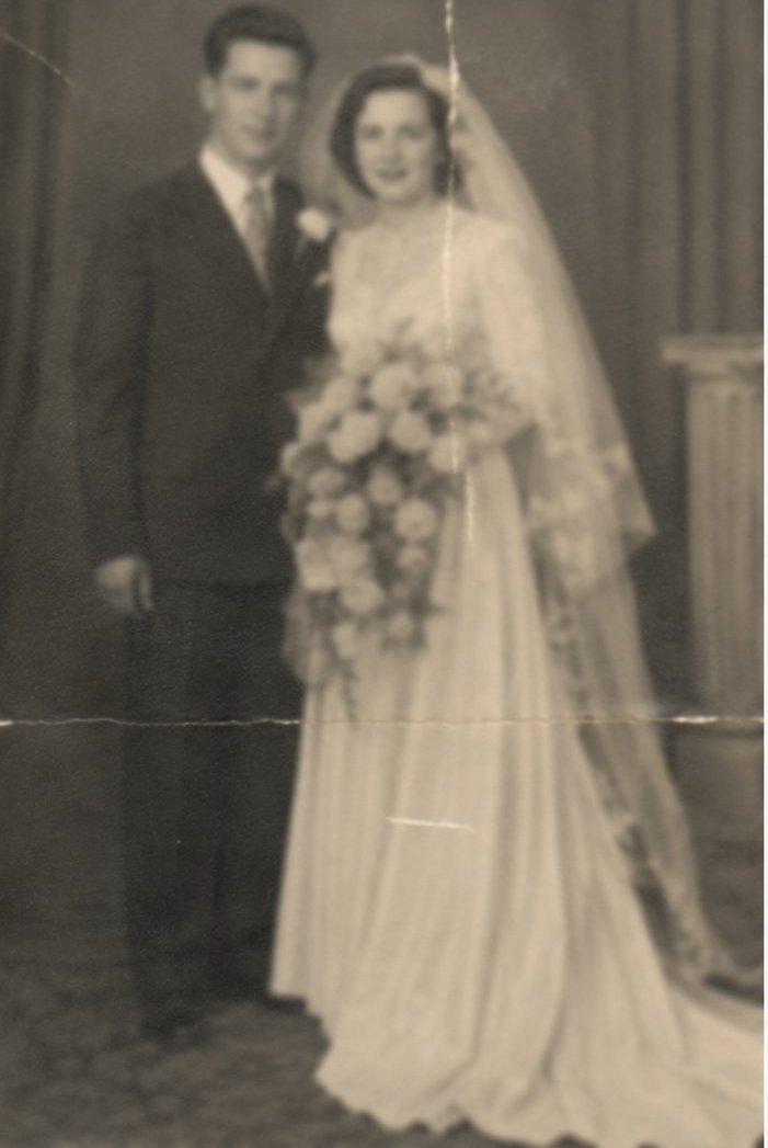 Original damaged wedding photo
